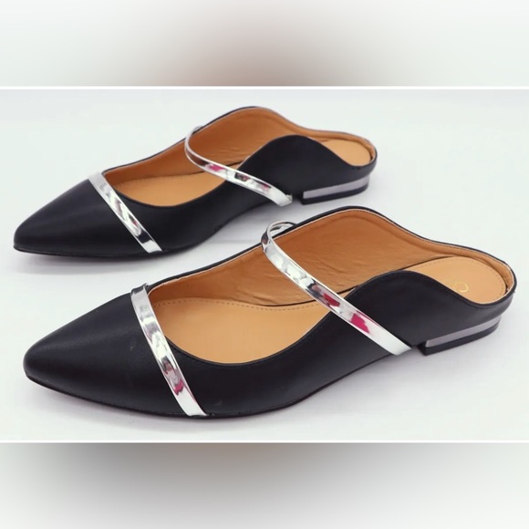 Catherine Malandrino Black and silver slip on flat, sz 6 - Picture 1 of 6